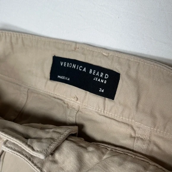 Veronica Beard Blake Classic Straight High Rise Jeans Tan - Picture 3 of 6